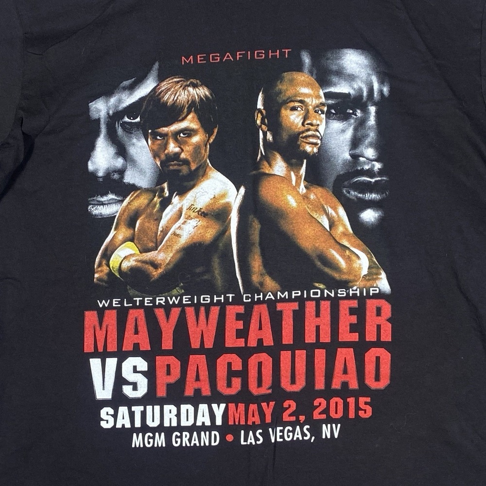 Floyd Mayweather Vs Manny Pacquiao T-Shirt Mens XL Black Mega Fight 2015 Tee - Picture 7 of 7